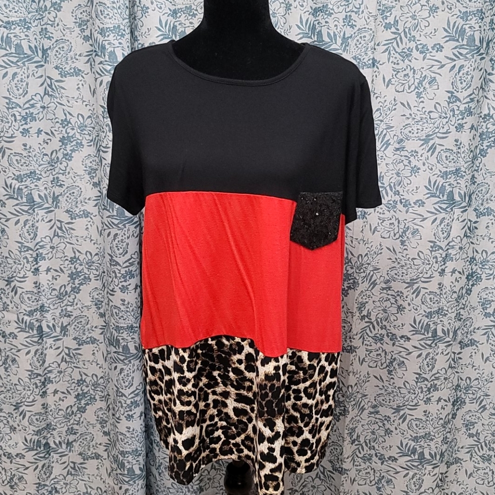 Short sleeve color block shirt